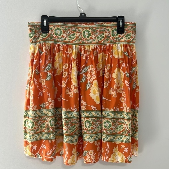CYNTHIA Rowley Orange Floral Skirt Size Medium EUC - Picture 1 of 9